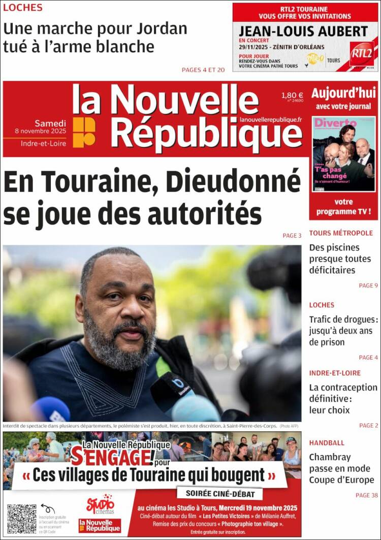 Portada de La Nouvelle Republique (Francia)
