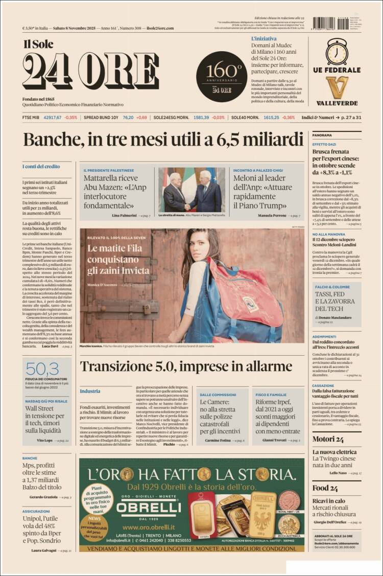Portada de Il Sole 24 ORE (Italia)