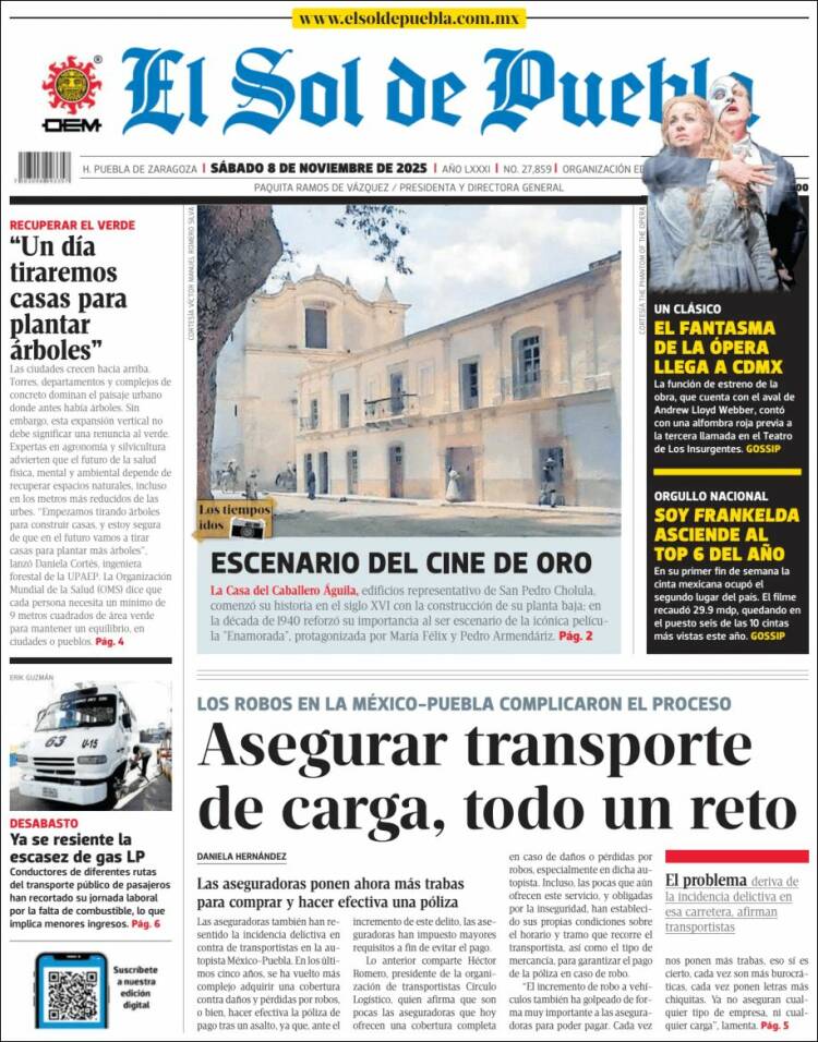 Portada de El Sol de Puebla (M&eacute;xico)