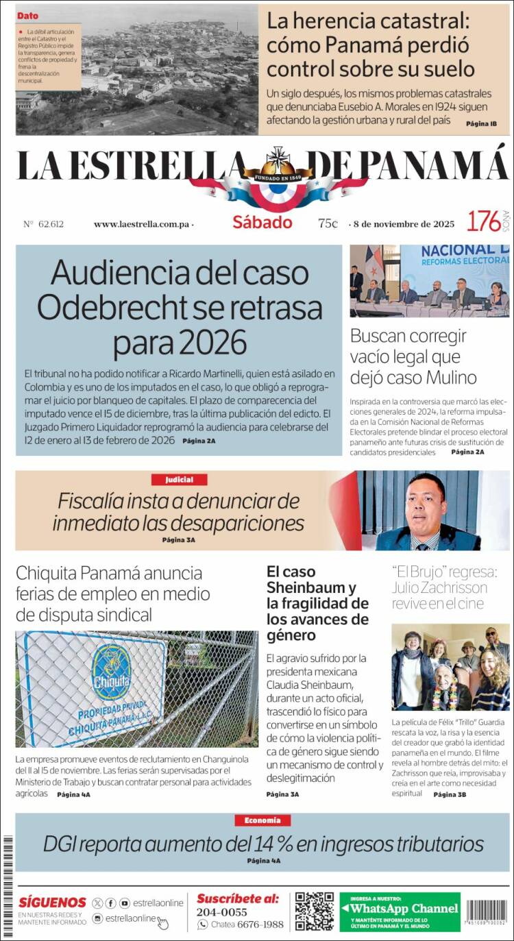 Portada de La Estrella de Panamá (Panam&aacute;)