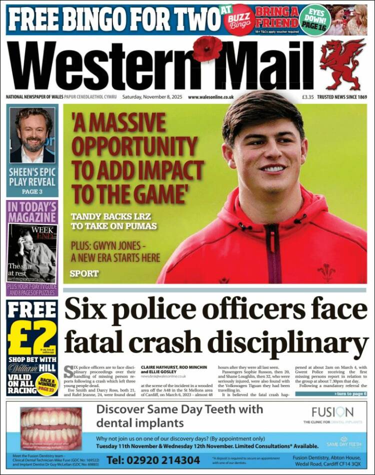 Portada de Western Mail (Reino Unido)