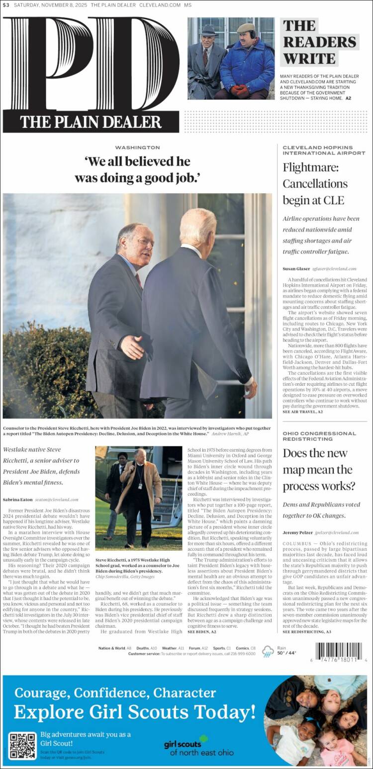 Portada de The Plain Dealer (USA)