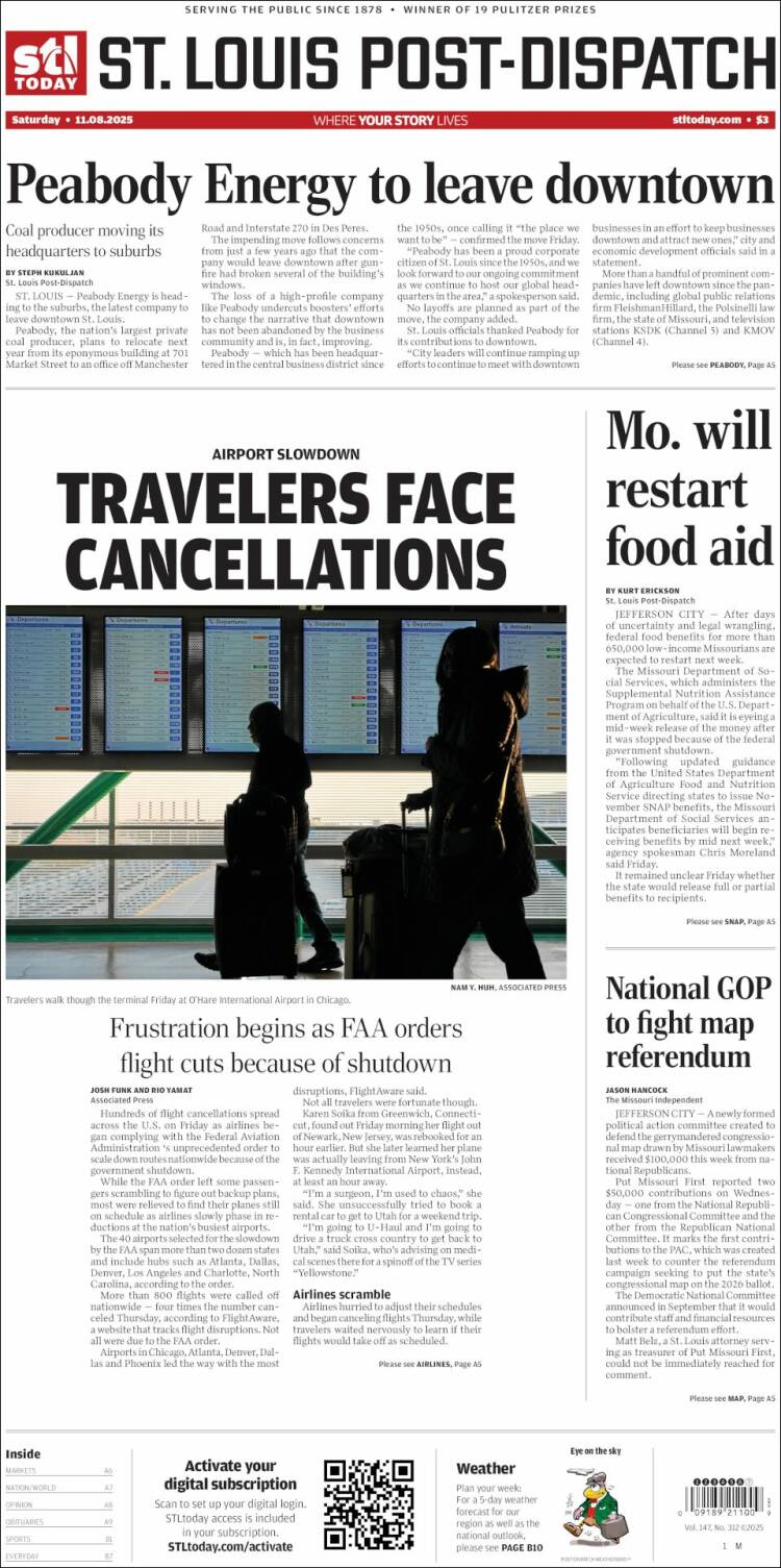 Portada de St. Louis Post-Dispatch (USA)