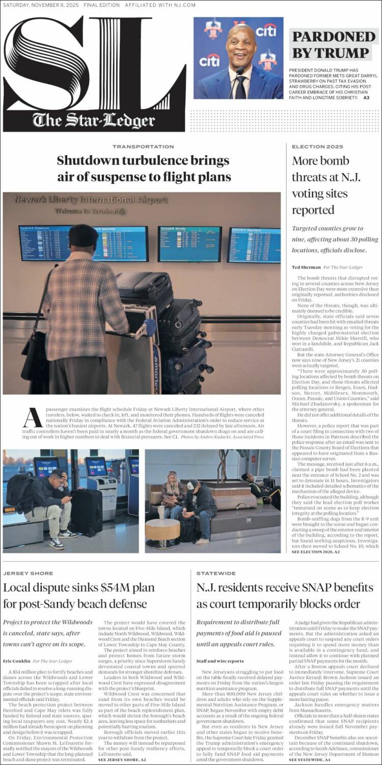 Portada de Star-Ledger (USA)