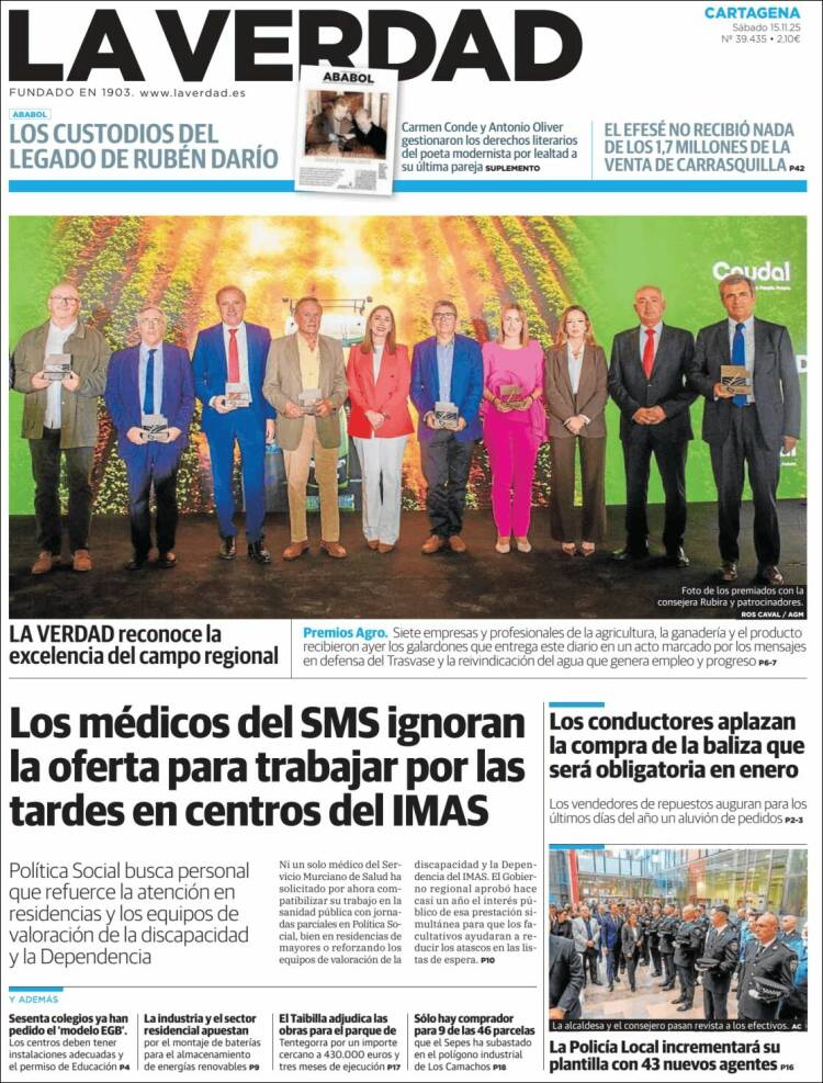 Portada de La Verdad de Cartagena (Espa&ntilde;a)