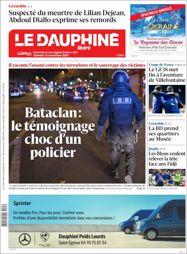 Portada de Le Dauphiné Libéré (Francia)