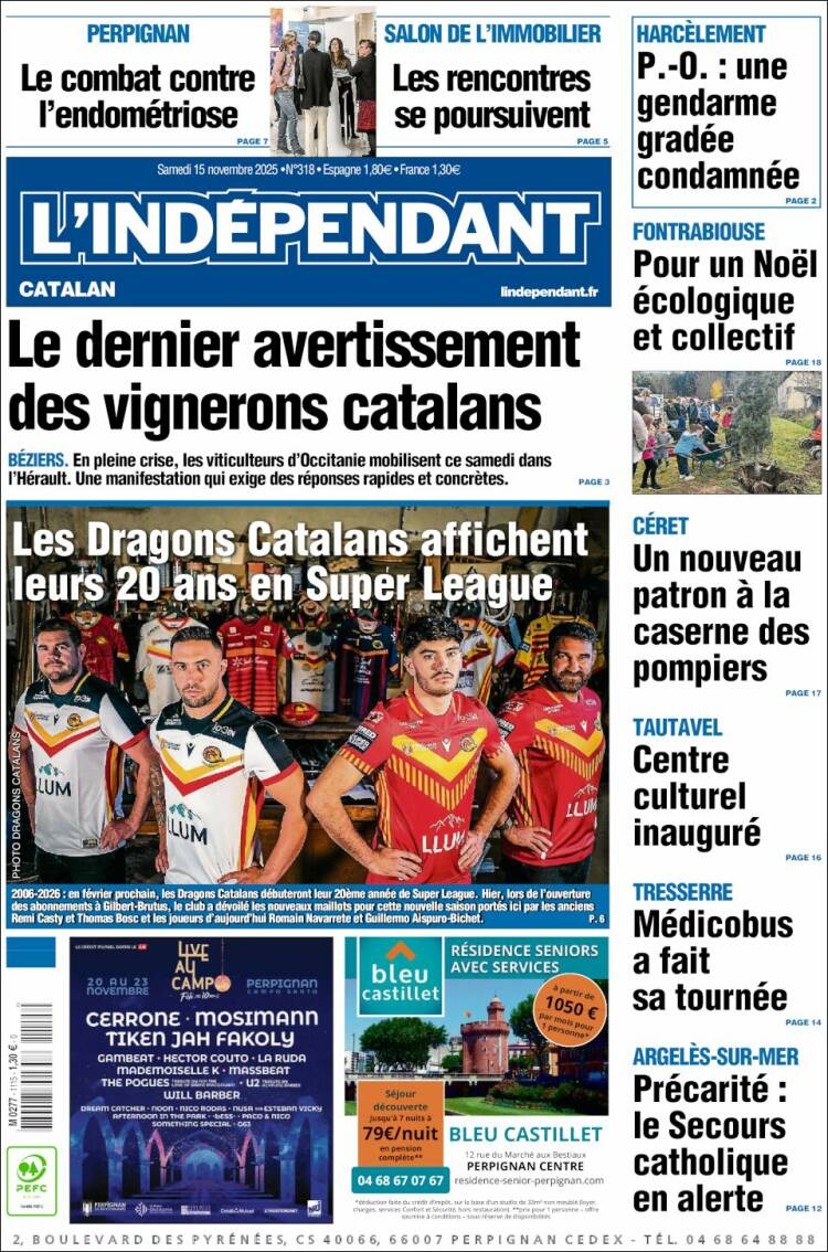 Portada de Le Indépendant (Francia)