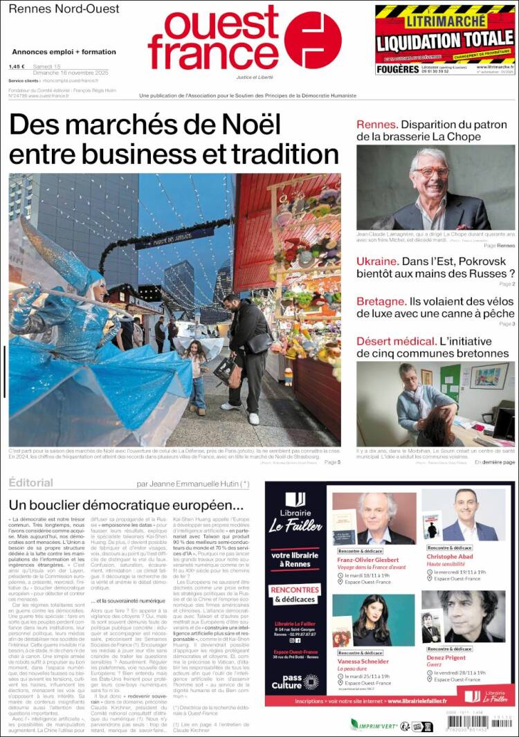 Portada de Ouest France (Francia)