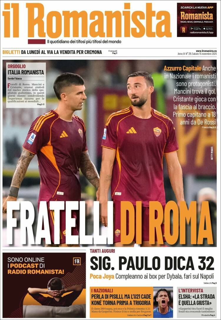 Portada de Romanista (Italia)