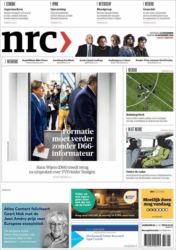 Portada de NRC Handelsblad (Pa&iacute;ses Bajos)
