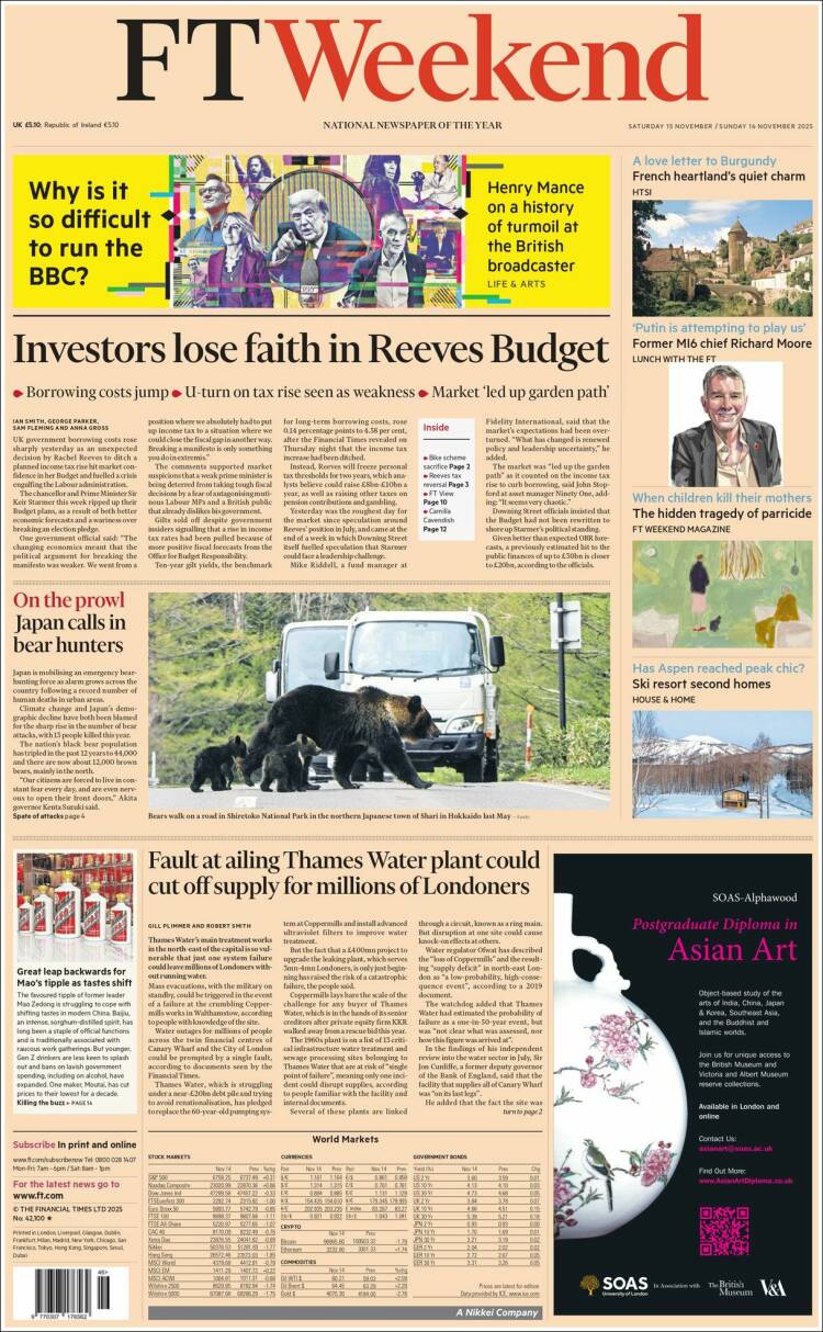 Portada de Financial Times (Reino Unido)
