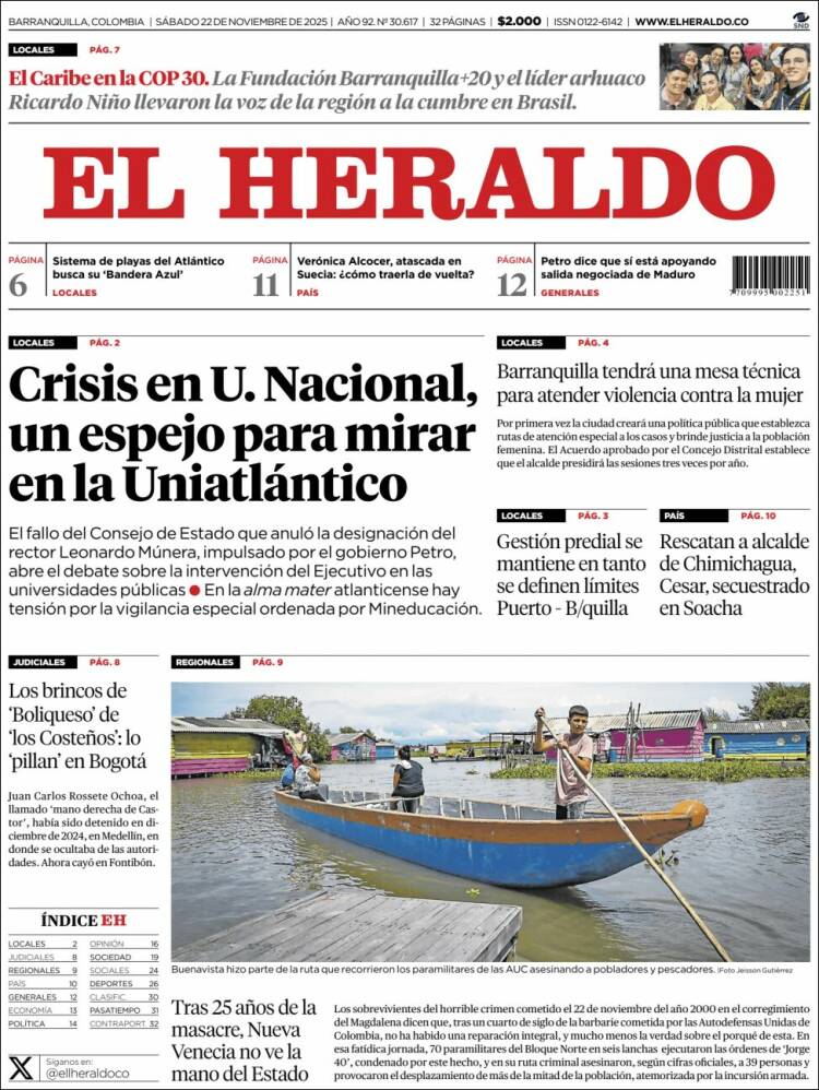Portada de El Heraldo (Colombia)