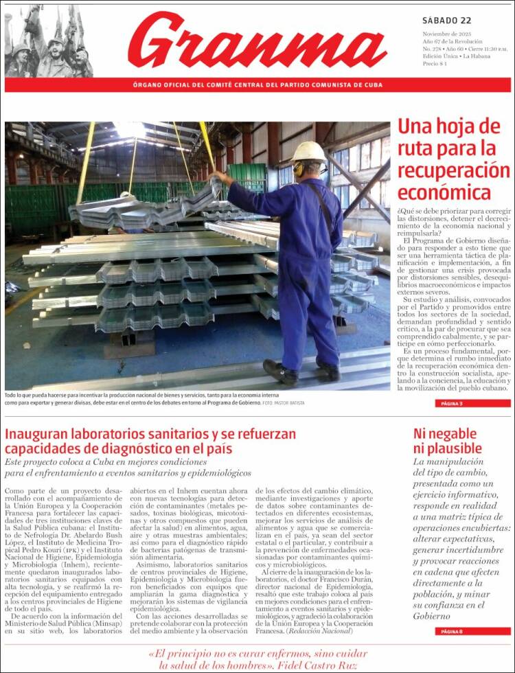 Portada de Granma (Cuba)