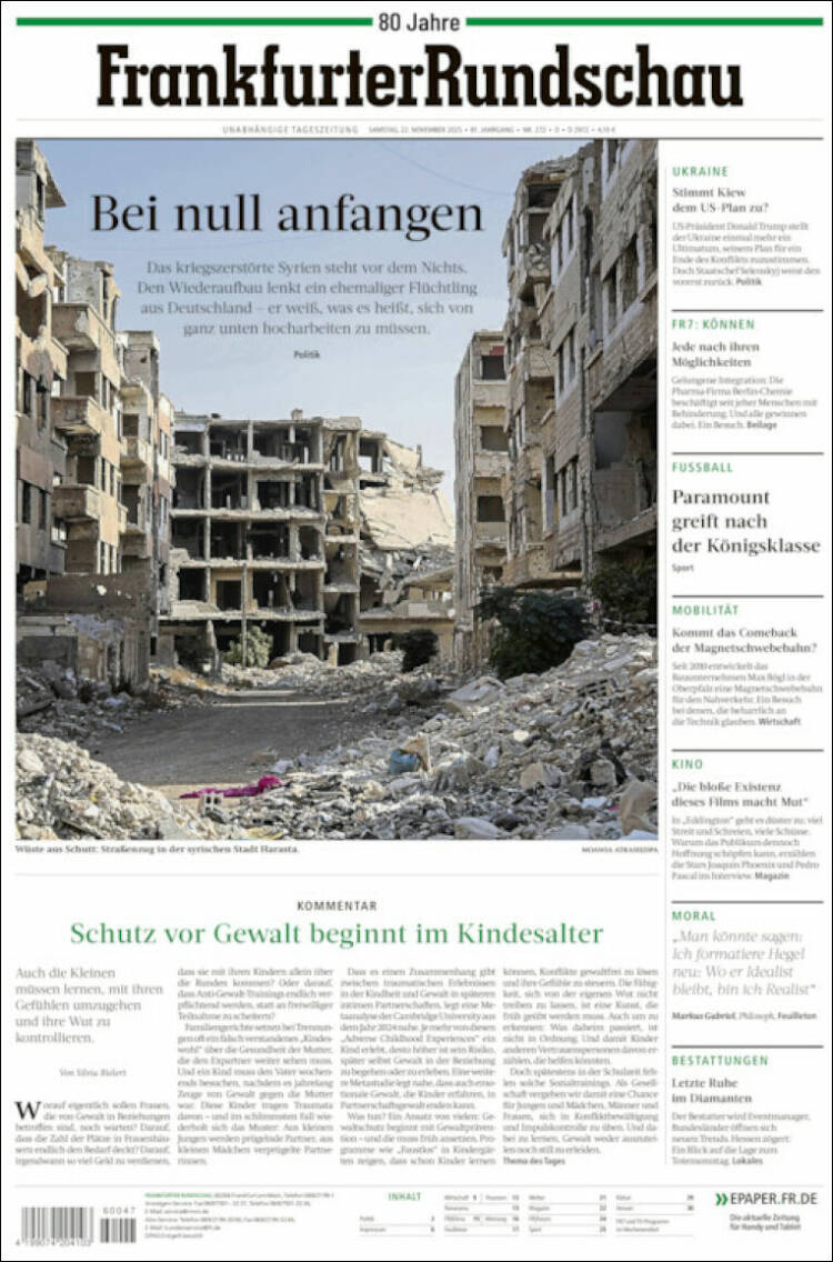 Portada de Frankfurter Rundschau (Alemania)