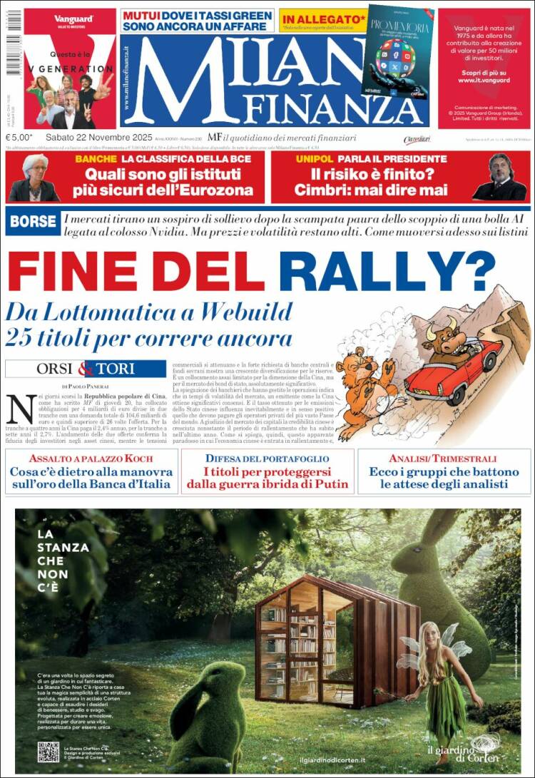 Portada de Milano Finanza (Italia)