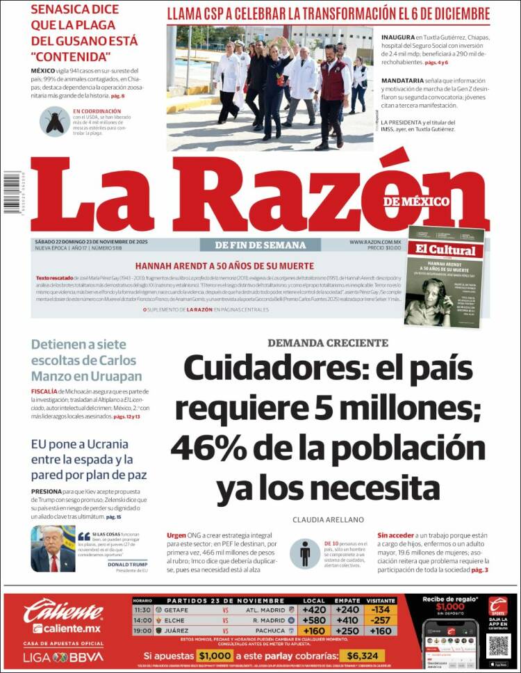 Portada de La Razón (M&eacute;xico)
