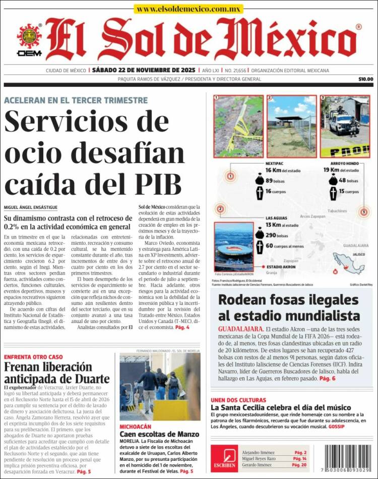 Portada de El Sol de México (M&eacute;xico)