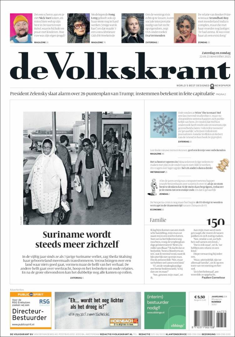 Portada de De Volkskrant (Pa&iacute;ses Bajos)
