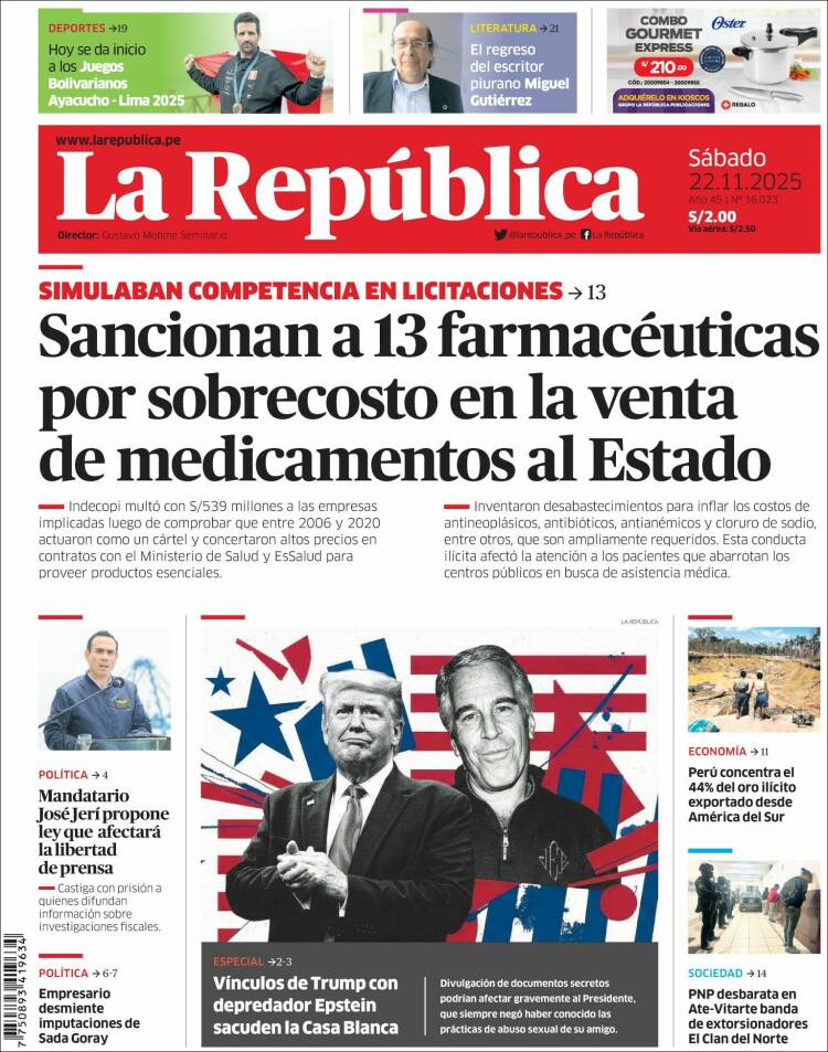 Portada de La Republica (Per&uacute;)