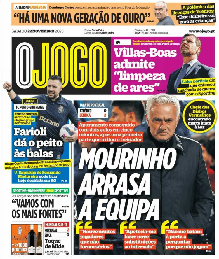 Portada de O Jogo (Portugal)