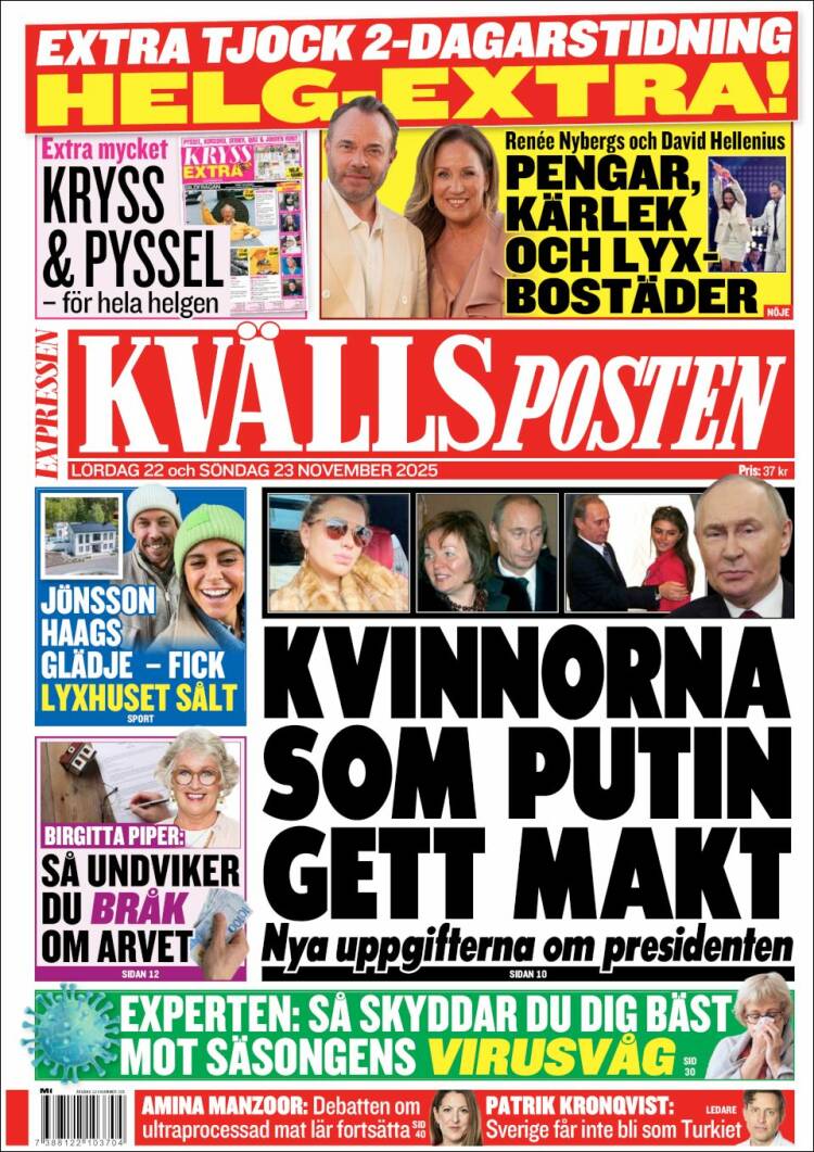 Portada de Kvällsposten (Suecia)