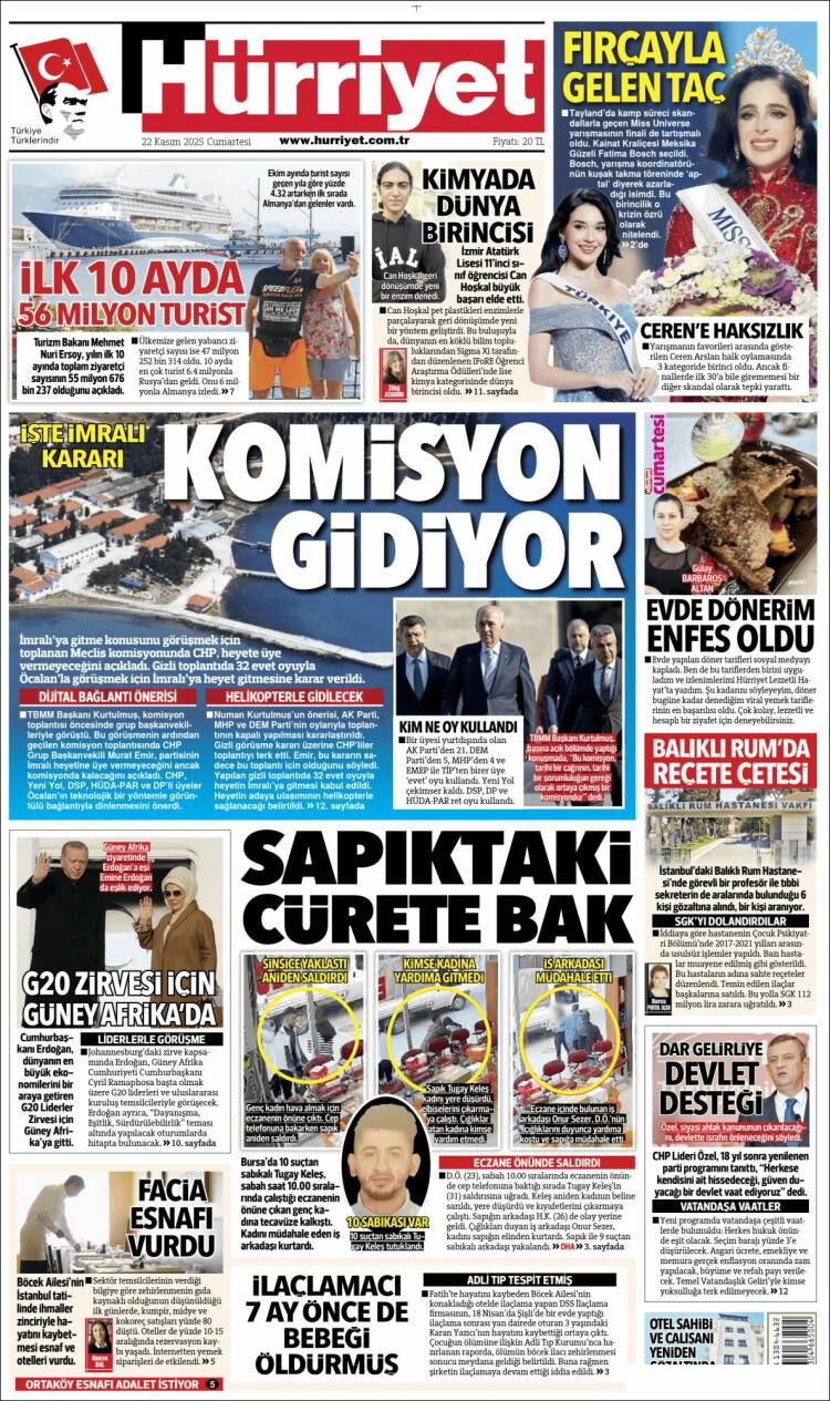 Portada de Hürriyet (Turqu&iacute;a)