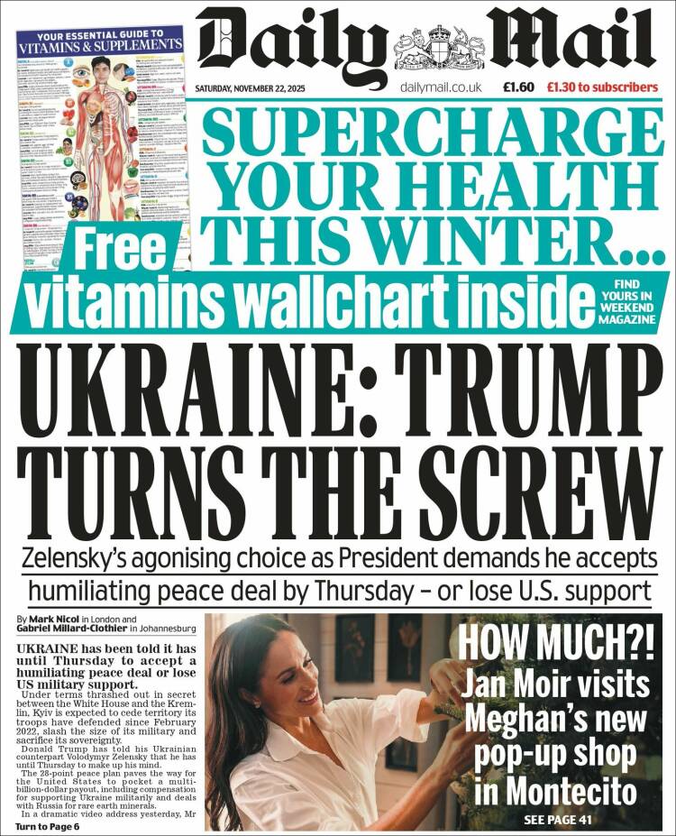 Portada de Daily Mail (Reino Unido)