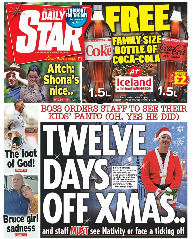 Portada de Daily Star (Reino Unido)