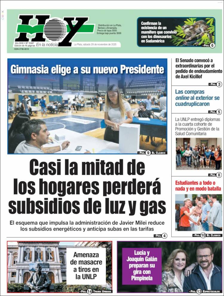 Portada de Diario Hoy (Argentina)