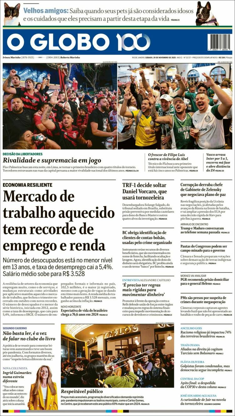 Portada de O Globo (Brasil)