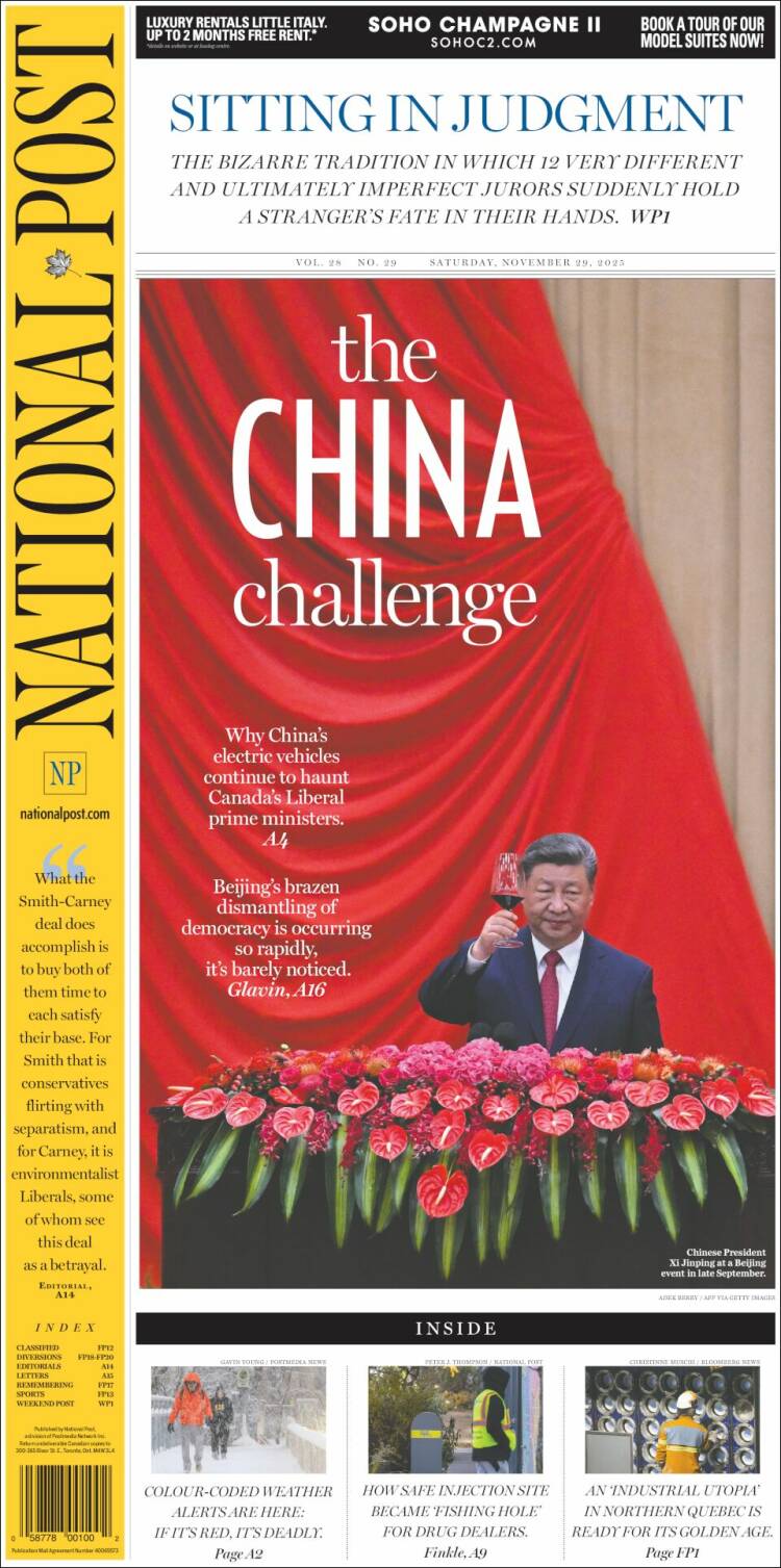 Portada de The National Post (Canad&aacute;)