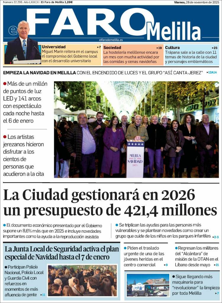 Portada de El Faro de Melilla (Espa&ntilde;a)