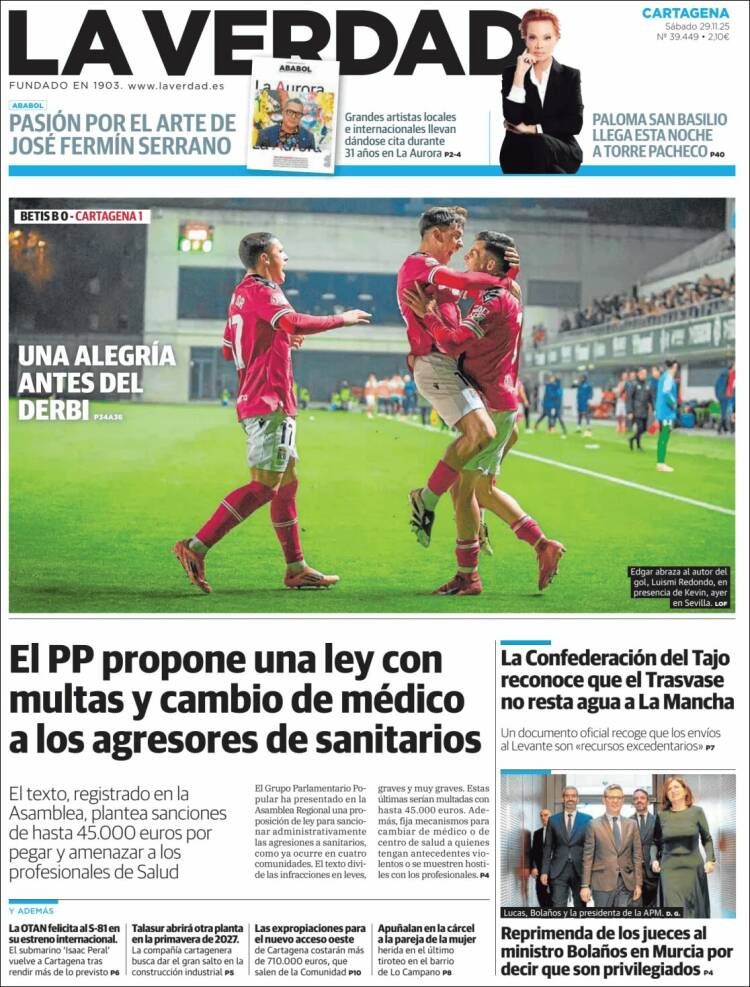 Portada de La Verdad de Cartagena (Espa&ntilde;a)