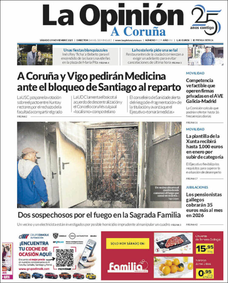 Portada de La Opinión de A Coruña (Espa&ntilde;a)