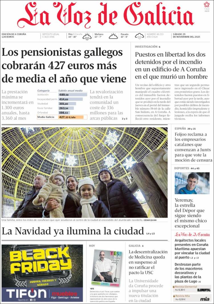 Portada de La Voz de Galicia (Espa&ntilde;a)