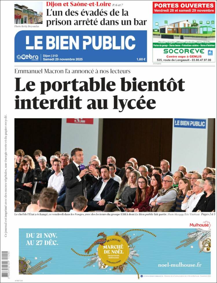 Portada de Le Bien Public (Francia)