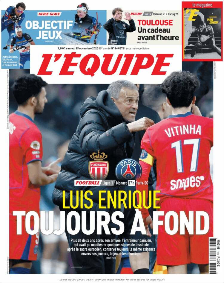 Portada de L'Equipe (Francia)