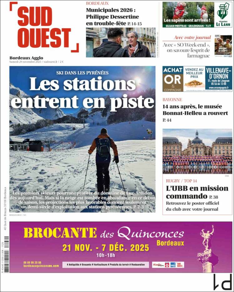 Portada de Sud Ouest (Francia)