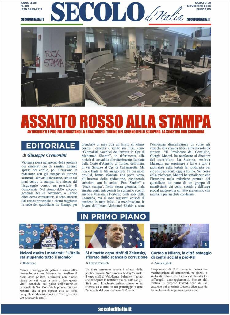 Portada de Secolo d'Italia (Italia)