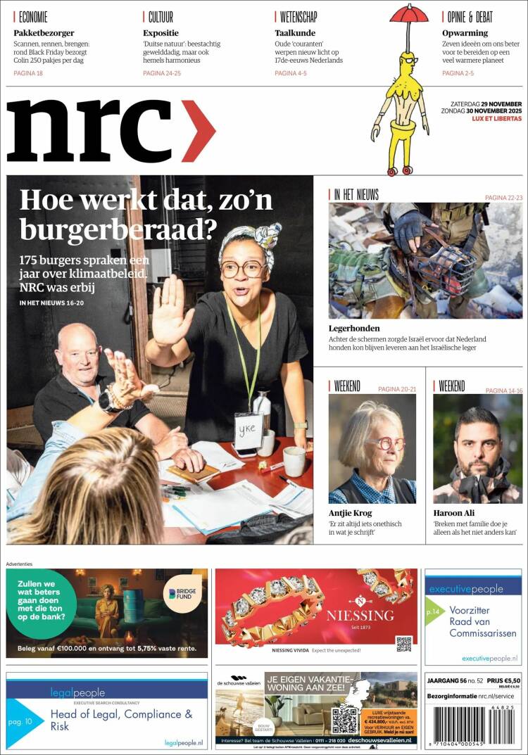 Portada de NRC Handelsblad (Pa&iacute;ses Bajos)
