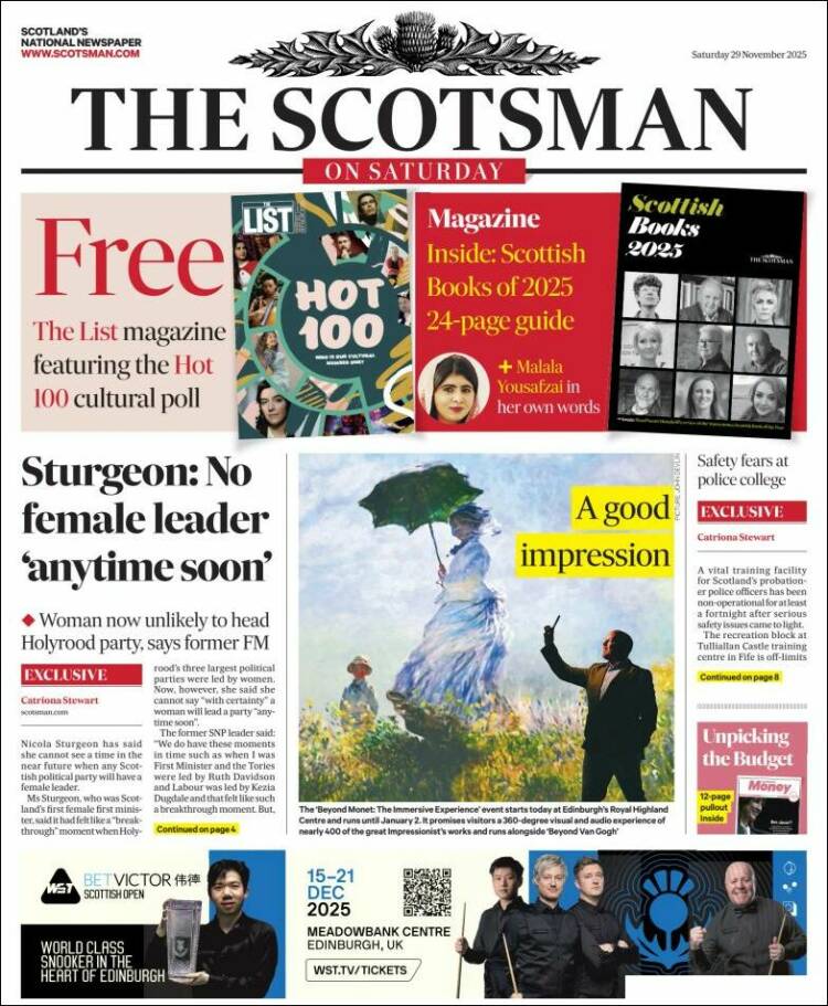 Portada de The Scotsman (Reino Unido)