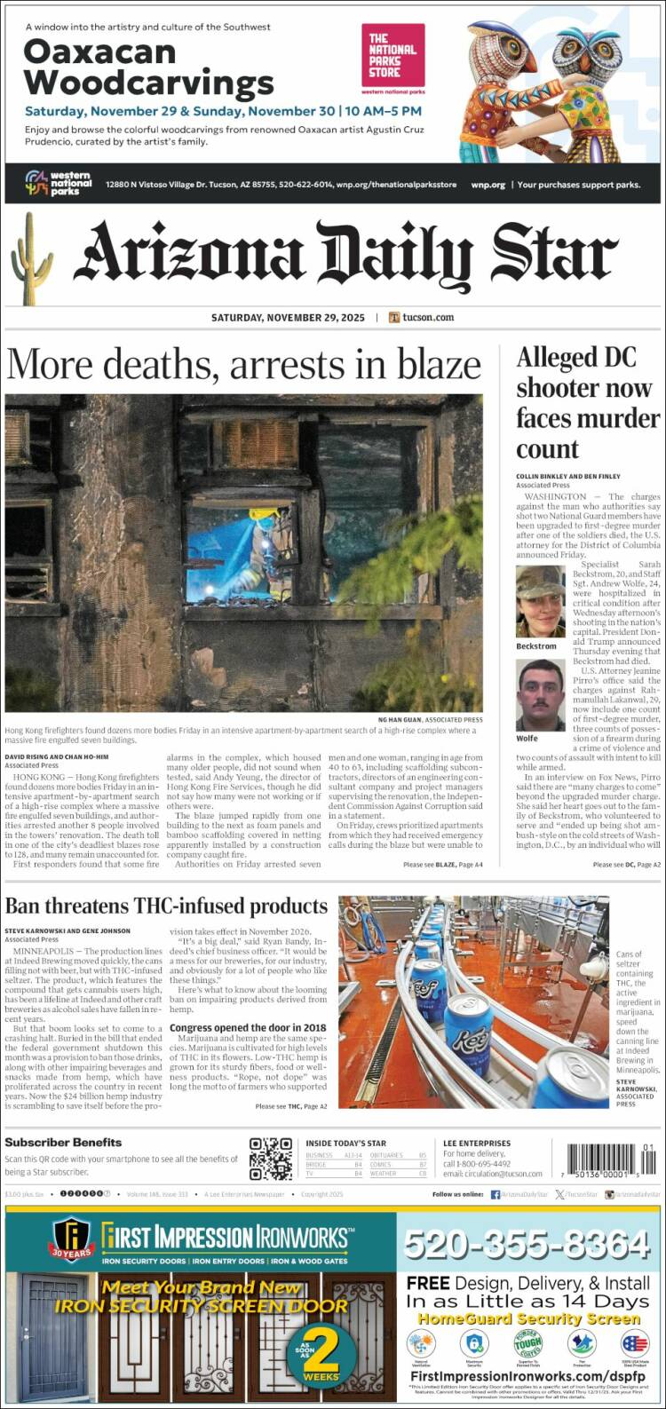 Portada de Arizona Daily Star (USA)