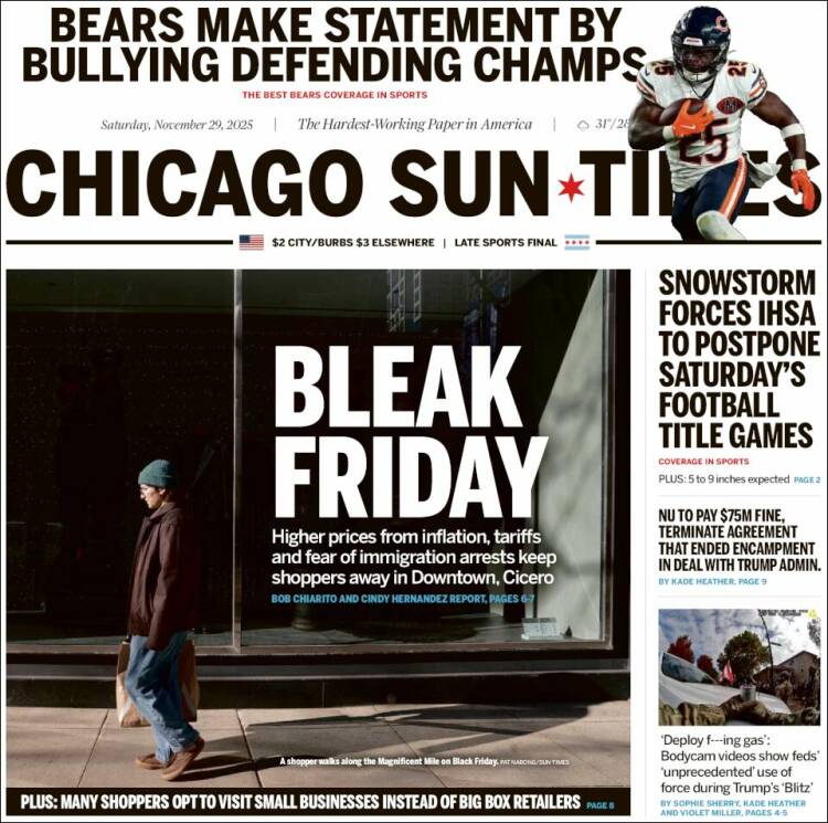 Portada de Chicago Sun-Times (USA)