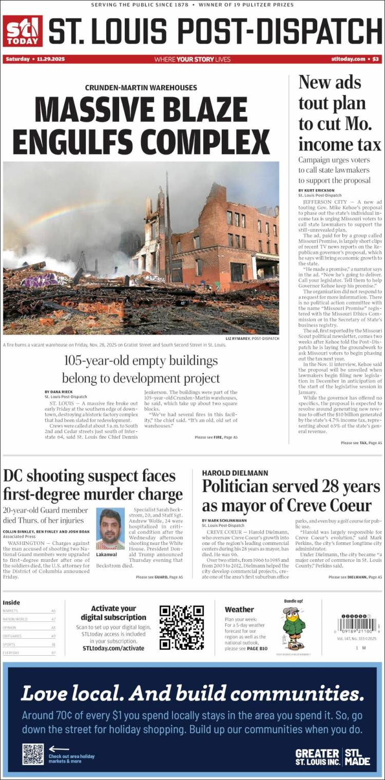 Portada de St. Louis Post-Dispatch (USA)