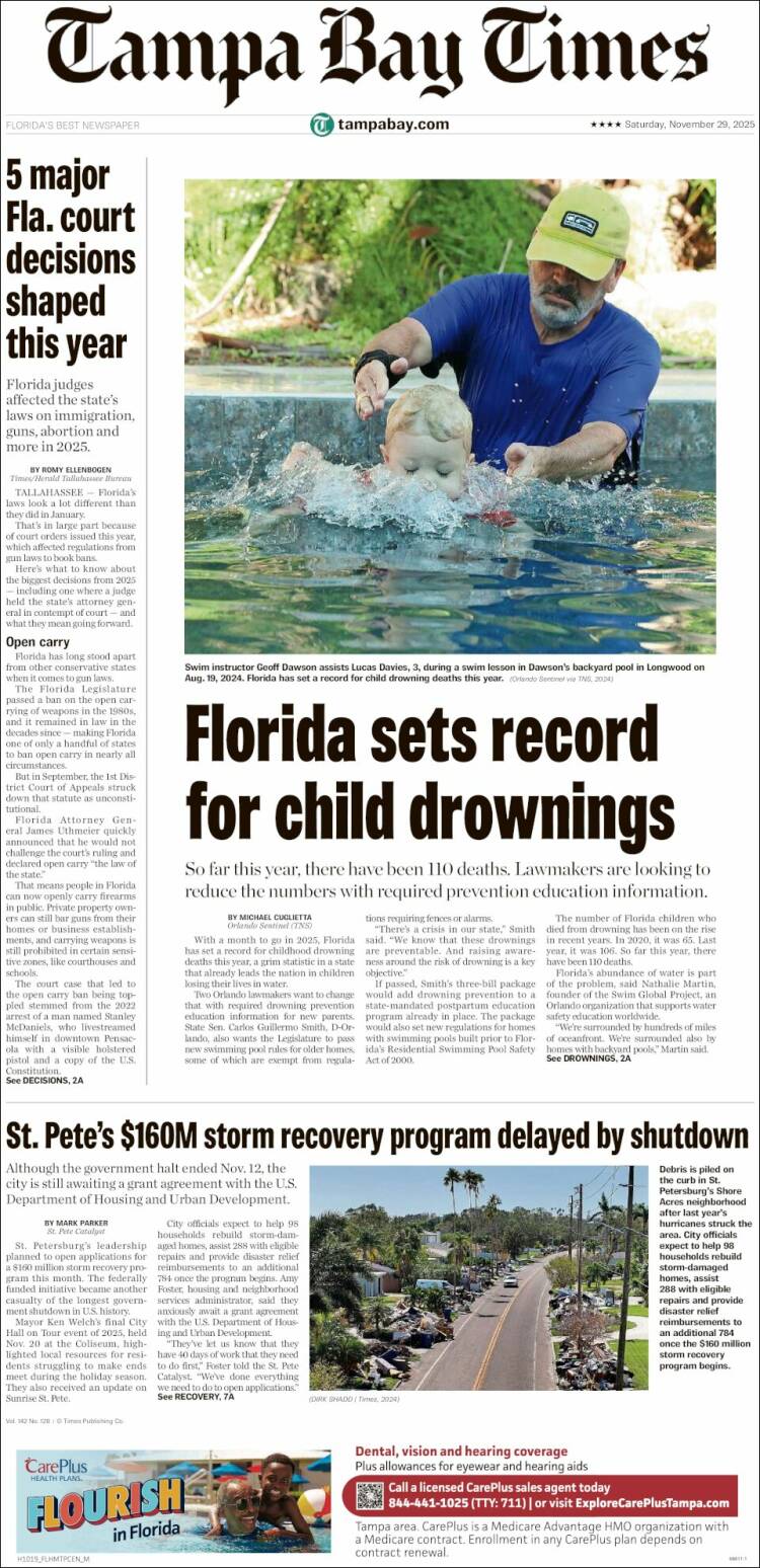 Portada de Tampa Bay Times (USA)