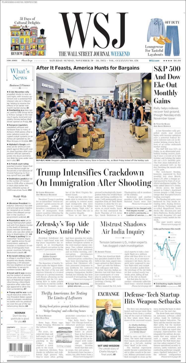 Portada de Wall Street Journal (USA)