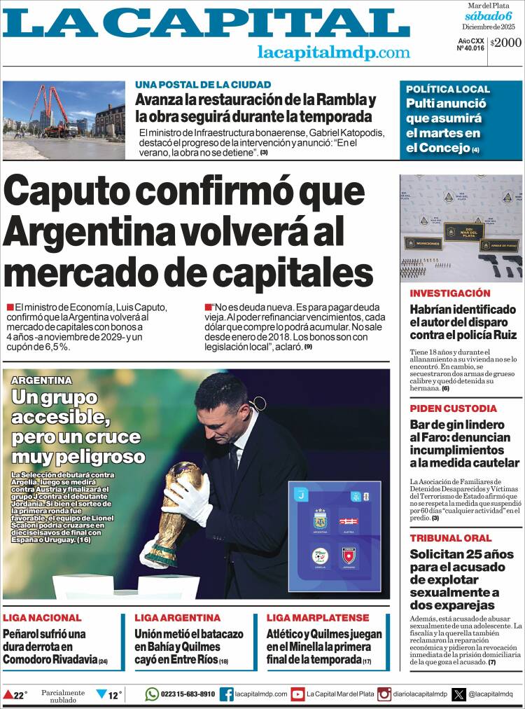 Portada de Diario La Capital - Mar del Plata (Argentina)