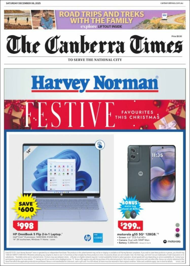 Portada de The Canberra Times (Australia)