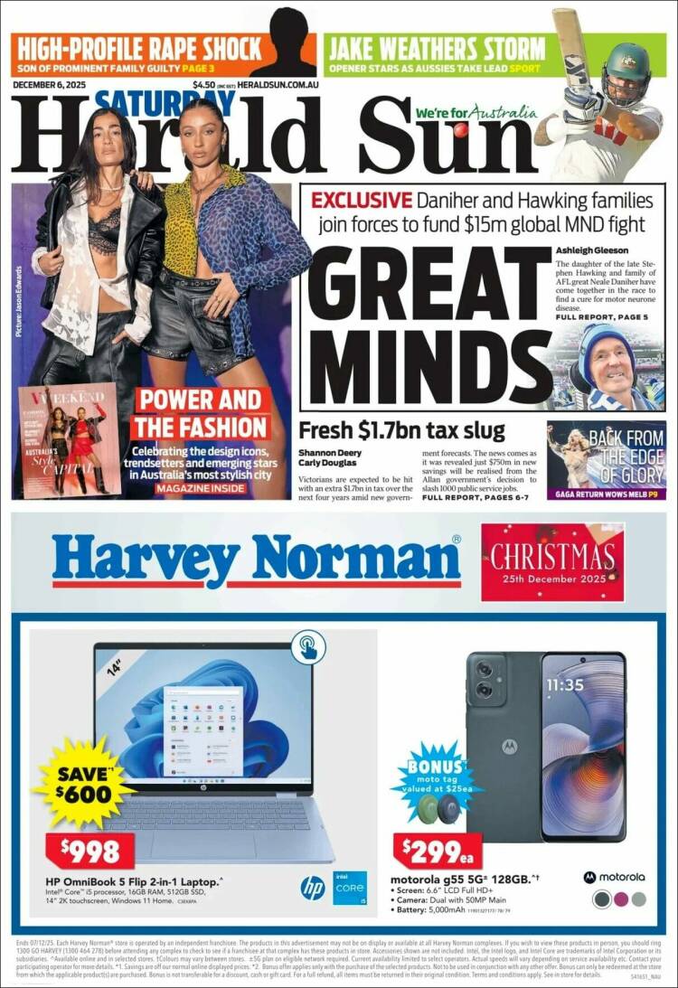 Portada de Herald Sun (Australia)