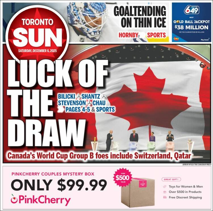 Portada de The Toronto Sun (Canad&aacute;)